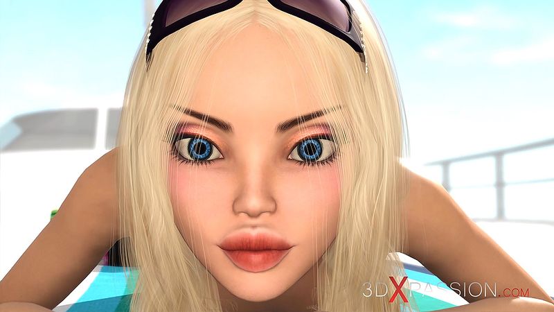 一个性感的金发女郎与 3D 热 Dickgirl 肛交