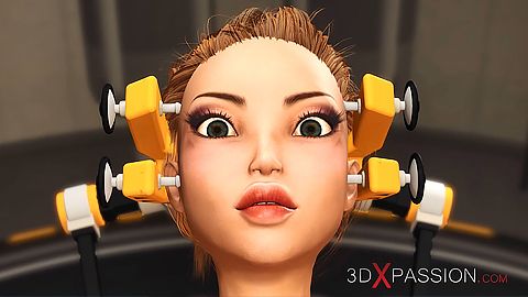 在科幻实验室的束缚中的热金发女郎被