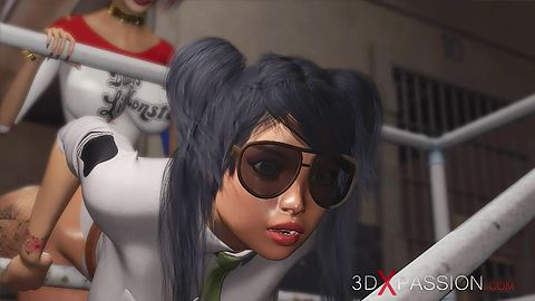 哈莉·奎茵与一名女狱警在