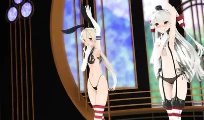 MMD R-18-天津风とエロエロダンスでPiNK CAT-LongMix)&Tougen Renka Meet-